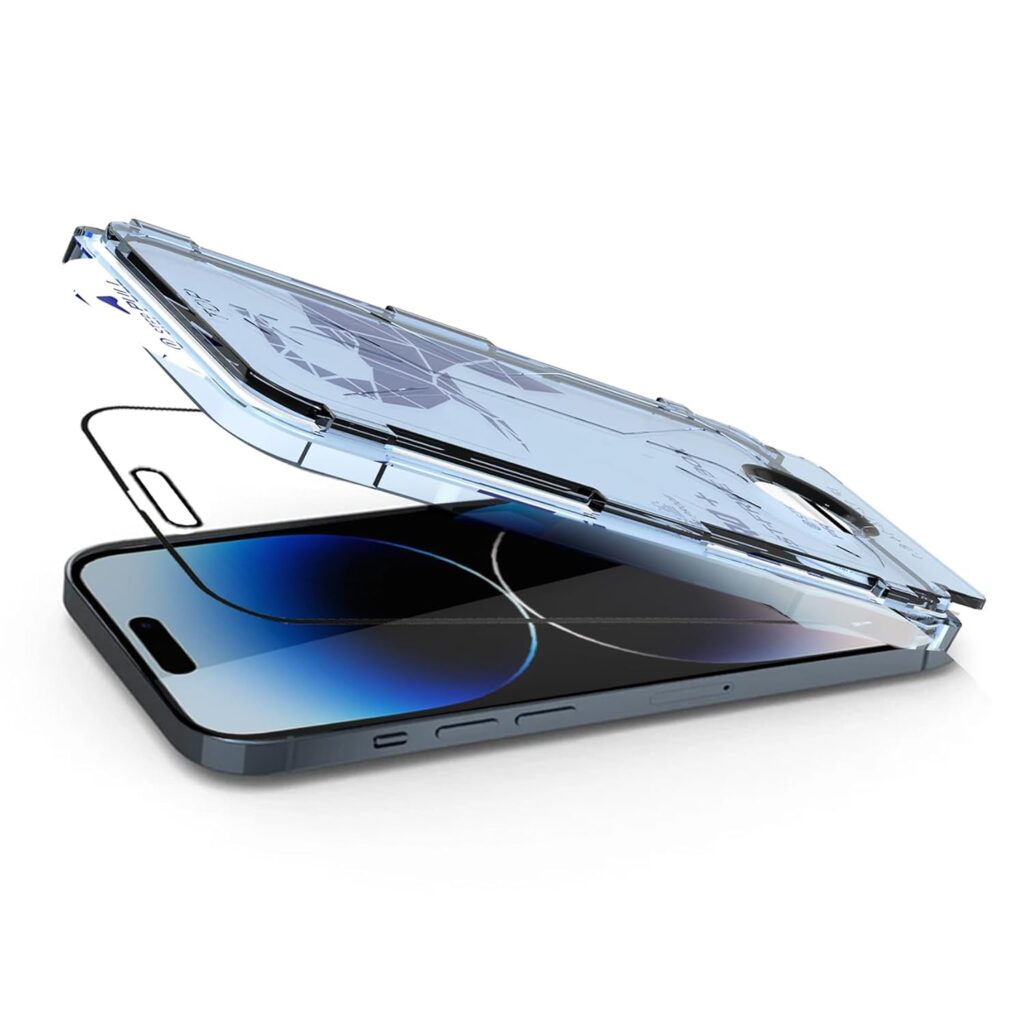 amazon basics Next Gen Tempered Glass for iPhone 13 | 9H Hardness | Dustproof | Self-Aligning Application (Pack of 1)