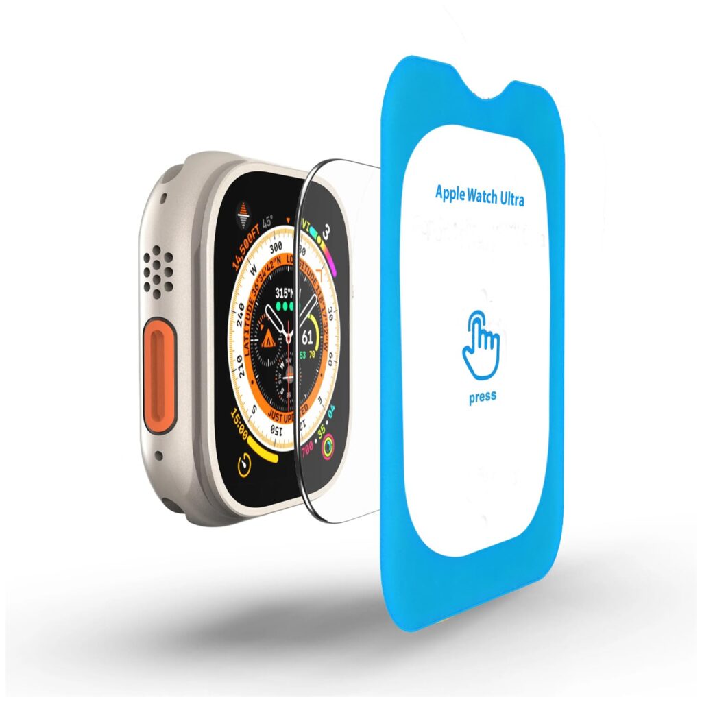 amazon basics Pro Protection Screen Protector for Apple Watch Ultra (49mm) with Self Aligning Applicator (Pack of 1)