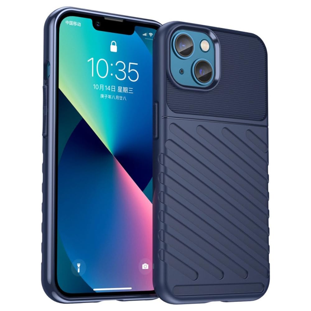 amazon basics Shockproof Mobile Cover for Apple iPhone 14 Plus (360 Degree Protection | Protective Design | Anti-Scratch Tough Slim TPU Case), Blue