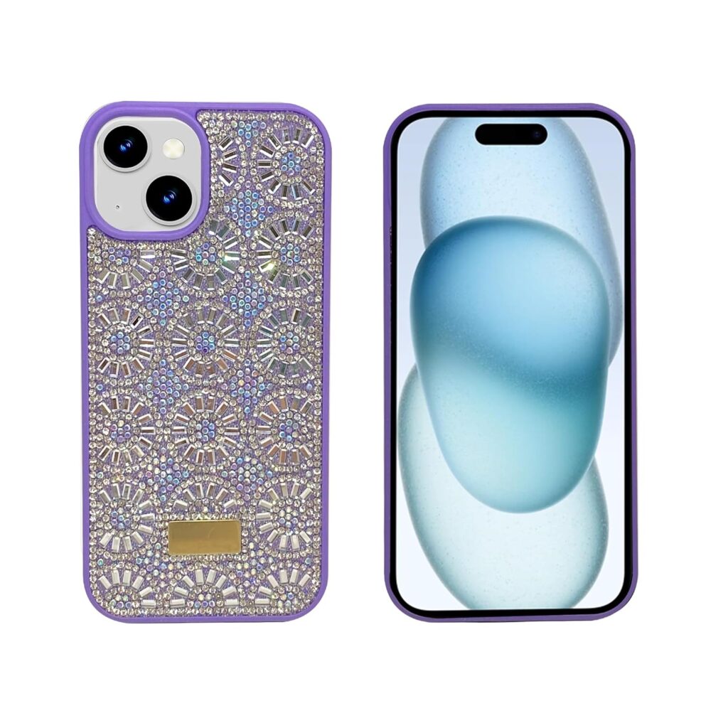 amazon basics Trendy Crystal Case for iPhone 15 | Slim and Lightweight | Enhanced Protection | (Pack of 1) (Lavender)