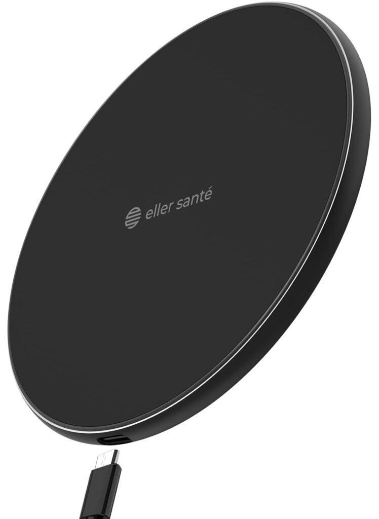 eller santé® 15W Wireless Charger Albany Series Fast Charging Pad PD Qi-Certified Type C Cable for Apple iPhone 17/17 Air/17 Pro/17 Pro Max, 16/16 Plus/16 Pro/Max, iPhone 15/14/13/12/11 Series-Black