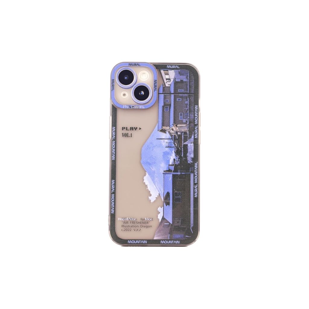 iPhone 14 Pro Max Back Cover, Silicone Back Cover Case, Dirt Resistant, Shock Proof & Durable Cover, Soft IMD - Cityscape iPhone 14 Pro Max Case (Blue)