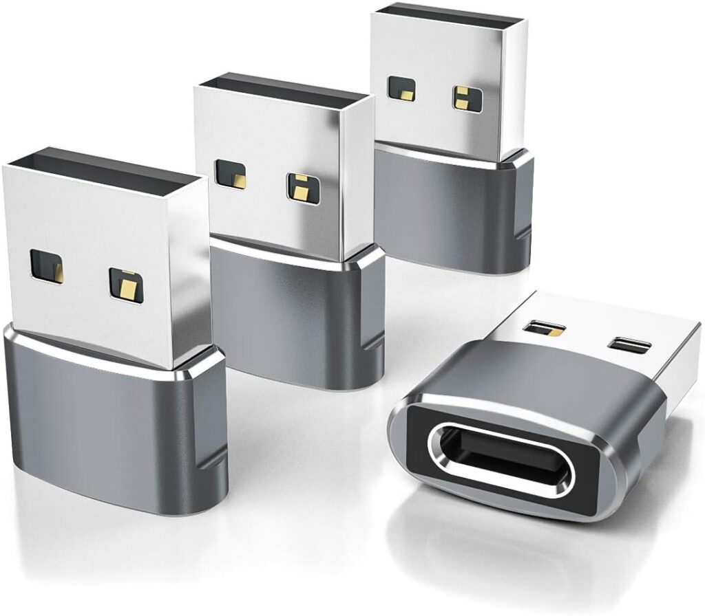 rts (4 Pack USB to USB C Adapter Type C Female to A Male Charger Converter for Chargers, Power Banks, Laptops hub iPhone 16 Pro Max Plus 15 14 13 Apple Watch 10, iWatch 8, Airpods,iPad 9 Air 5 Mini 6