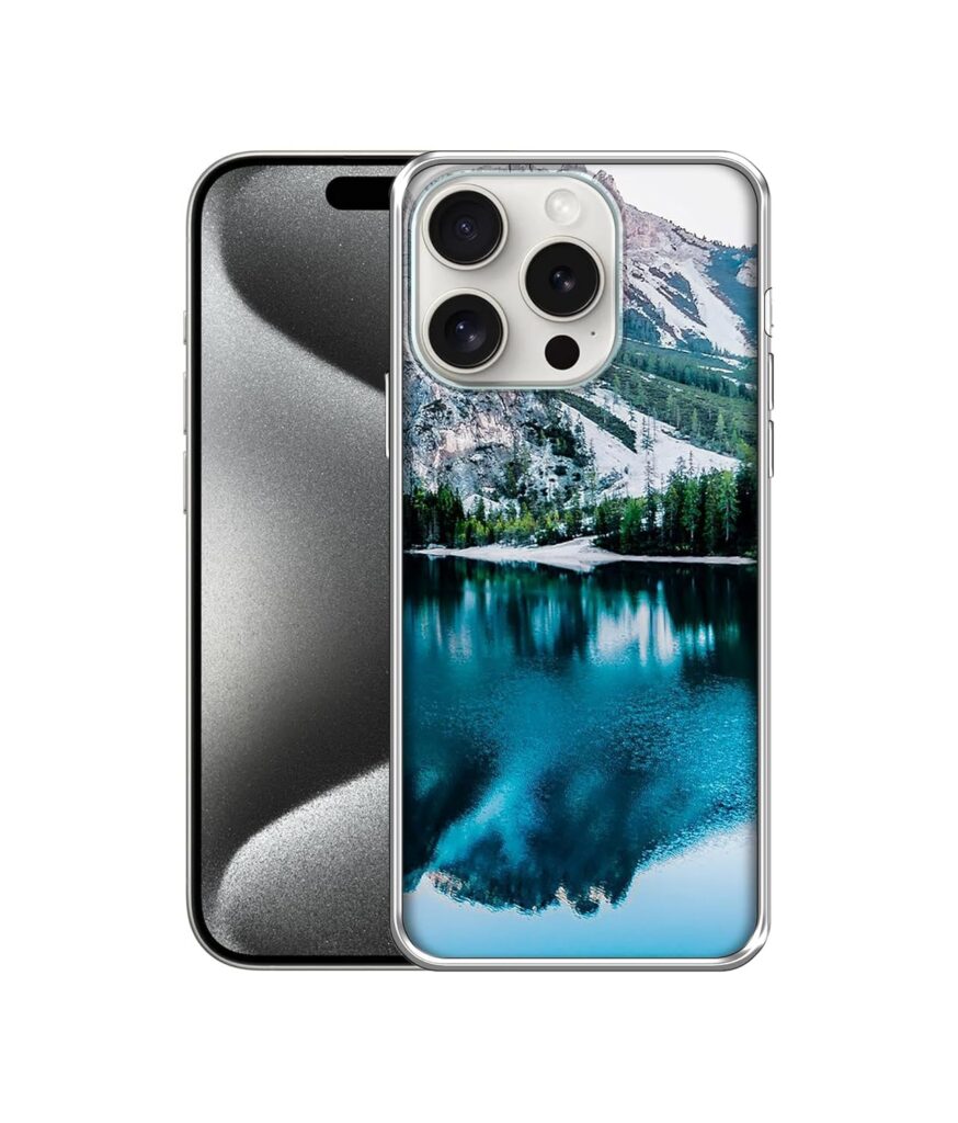 Amazon Brand- Solimo Basic Case for Apple iPhone 15 Pro (Silicone_Lake Mountain)