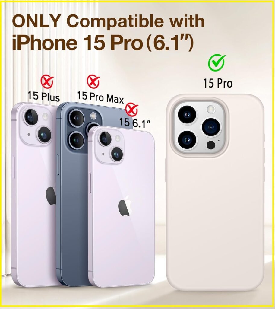 M Cart Silicone Material Back Case Cover Compatible for iPhone 15 Pro Cover iPhone 15 Pro Case - 6.1 inch 2023 Release (Blue Grey)