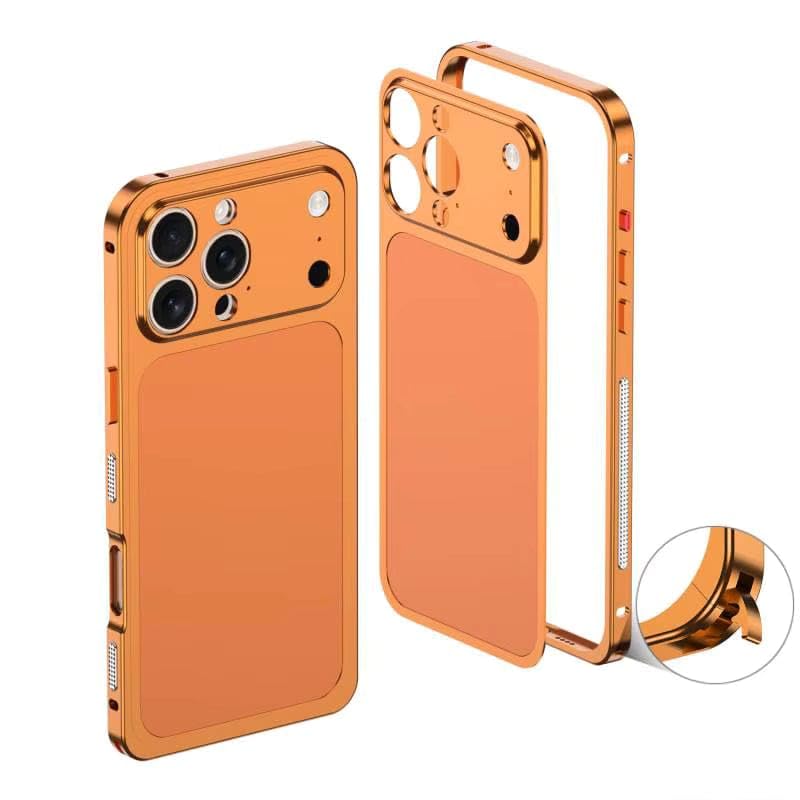 Converter Case for i Phone 13/14/15/16 Series into 17 Pro Series Cover with Metal Frame, Camera Lens Protection (Orange, iPhone 13 Pro Max)