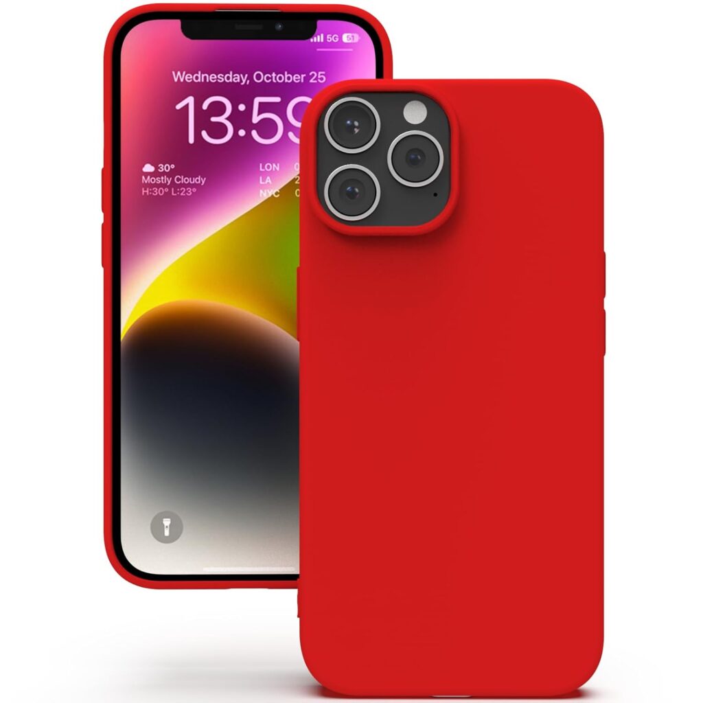 YATWIN Silicone Back Case for iPhone 13 Pro Max, Soft-Touch Phone Back Cover for Apple iPhone 13 Pro Max - Red