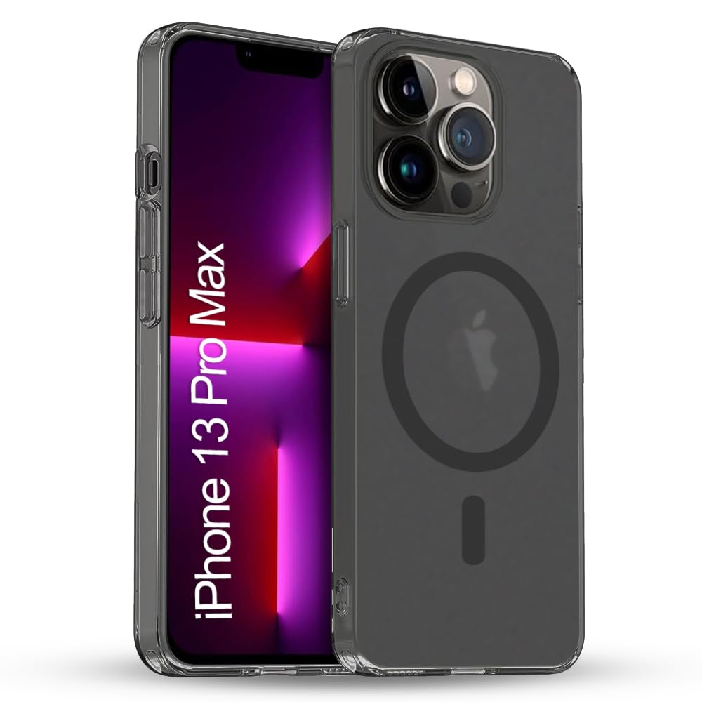 TOUCCH iPhone 13 Pro Max Magnetic Matte Case | Shock Proof & Paper Thin Design | Magsafe Wireless Charging Cover for Apple iPhone 13 Pro Max | Sleek Hard Thin Crystal Cover (Premium-Black)