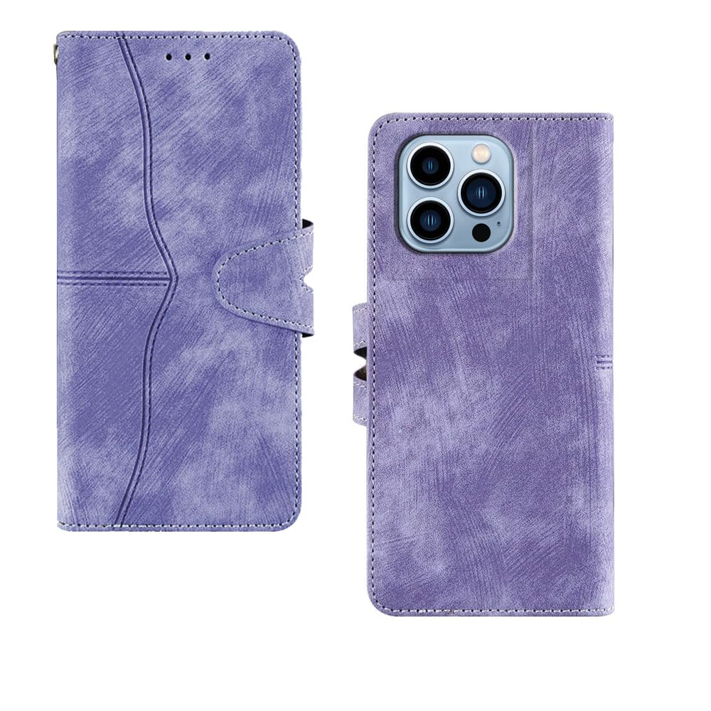 amazon basics iPhone 13 Pro Max Flip Cover | Card Pockets Wallet & Stand | Flip Cover for iPhone 13 Pro Max (Purple)