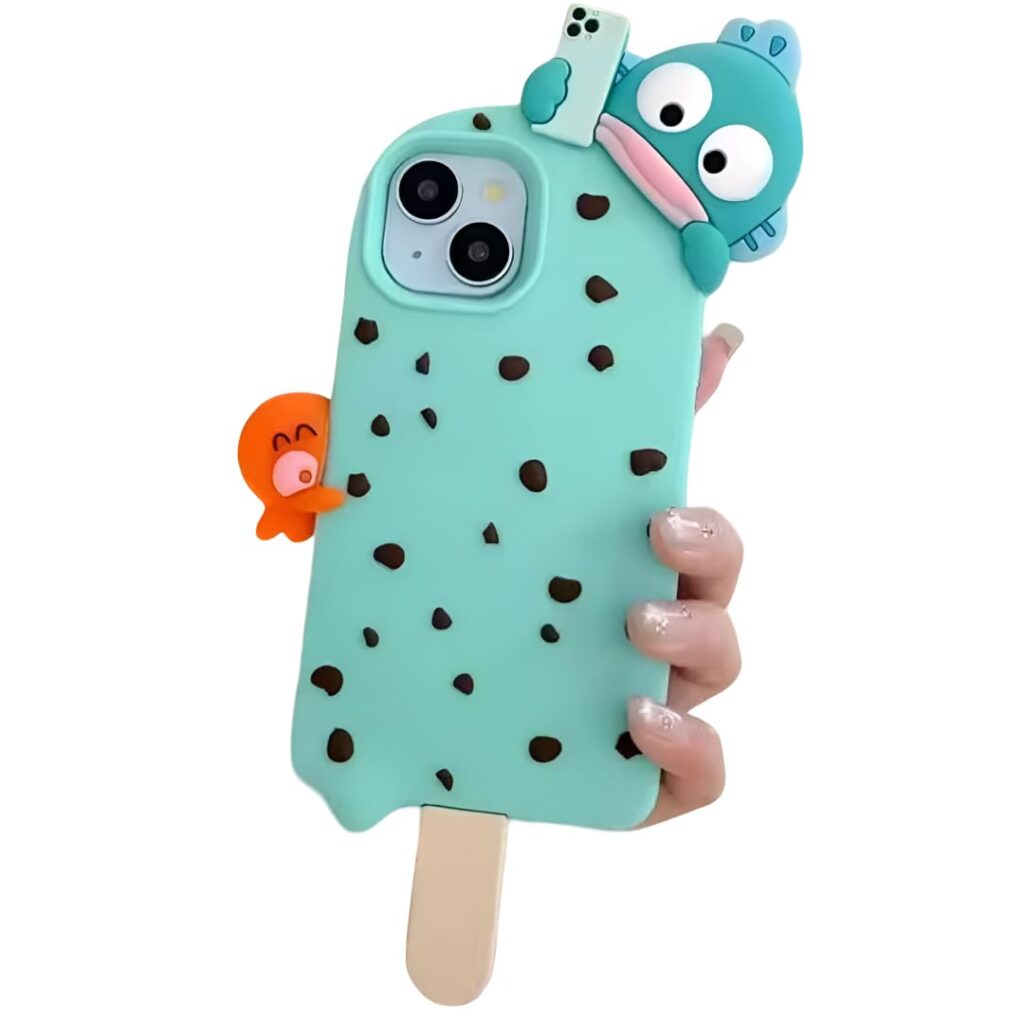 Peeperly Back Cover Case for iPhone 13 Pro Max Scratch Resistant Anti-Slip TPU Shockproof Protective Durable Adorable Cartoon Ice Cream Design Case for Girls & Women(Blue)