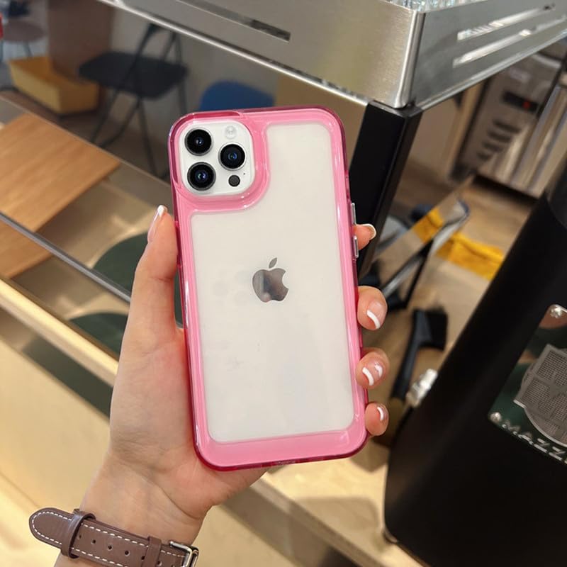 Acrylic Clear Hard Shockproof Armour Case for iPhone 13 Pro Max | Slim Fit | Anti-Scratch | Durable TPU Bumper Cover - (Pink)