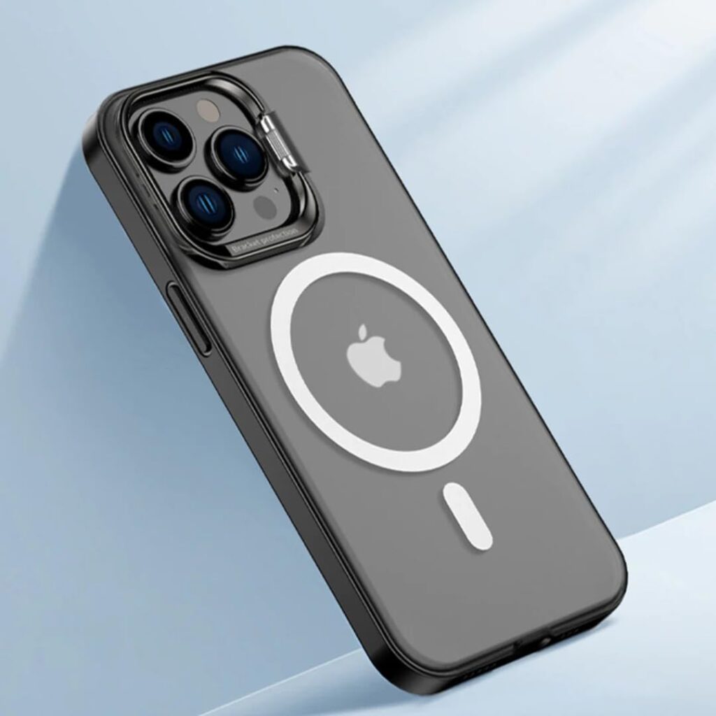 MILLION CASES Back Cover Case for iPhone 13 Pro Max Shockproof Protective Frosted Matte Case for Men & Boys with Kickstand Ring(Black)