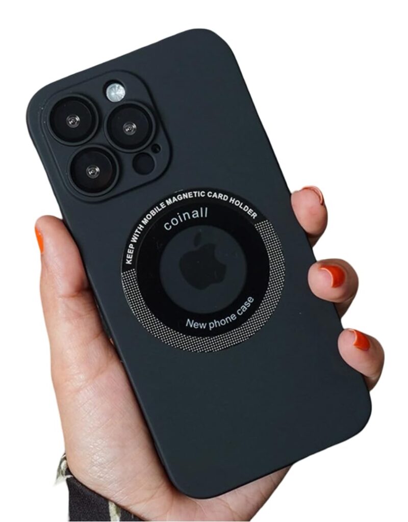 Back Cover Case for iPhone 13 Pro Max Shockproof Protective Frosted Magnetic Holder Case(Black)