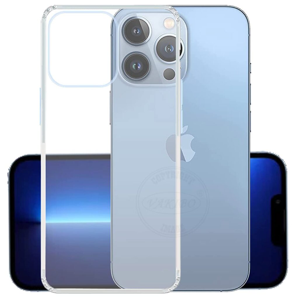 VAKIBO Back Case Cover (with Features Like Dust Plug,Camera and 4 Corner Bump Protection) Made with Clear Transparent Silicon Rubber Suitable for Apple iPhone 13 Pro Max