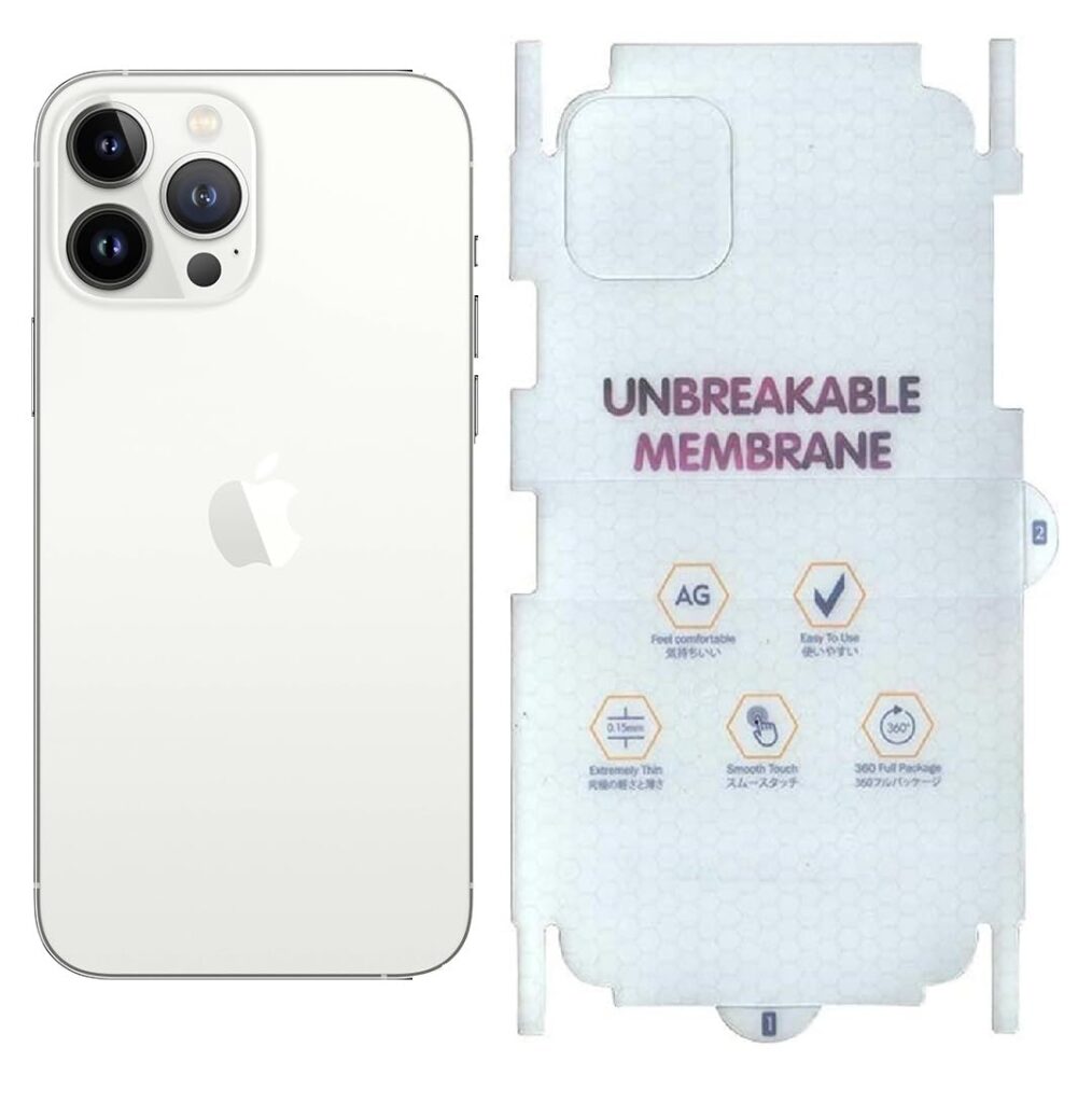 JGD PRODUCTS Matte Finish Full Body Cover Back Protector Compatible with iPhone 13 Pro | Unbreakable Membrane Scratch Guard Full Fit Protective, Case Friendly, (Back & Side) (Pack of 1)