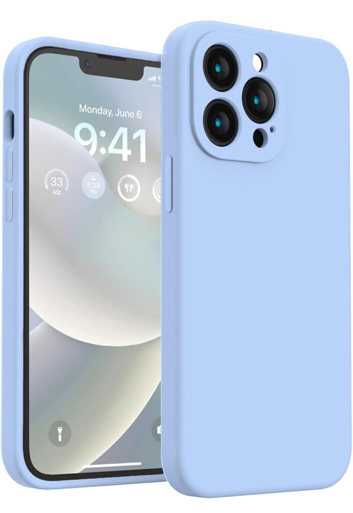 LOXXO® Square Candy Case Compatible for iPhone 13 Pro Max Shockproof Slim Back Cover Liquid Silicone Case with Camera Protection (Carolina)