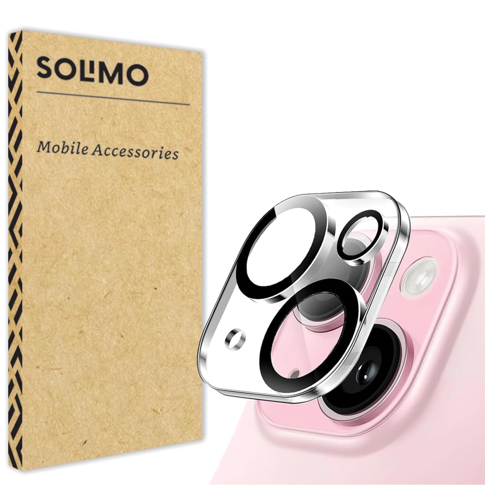 Amazon Brand - Solimo Tempered Glass Camera Lens Protector for iPhone 13 6.1"& iPhone 13 Mini 5.4",Ultra Clear 9H Hardness Glass Camera Lens Protector Compatible with (iPhone 13/13 Mini)