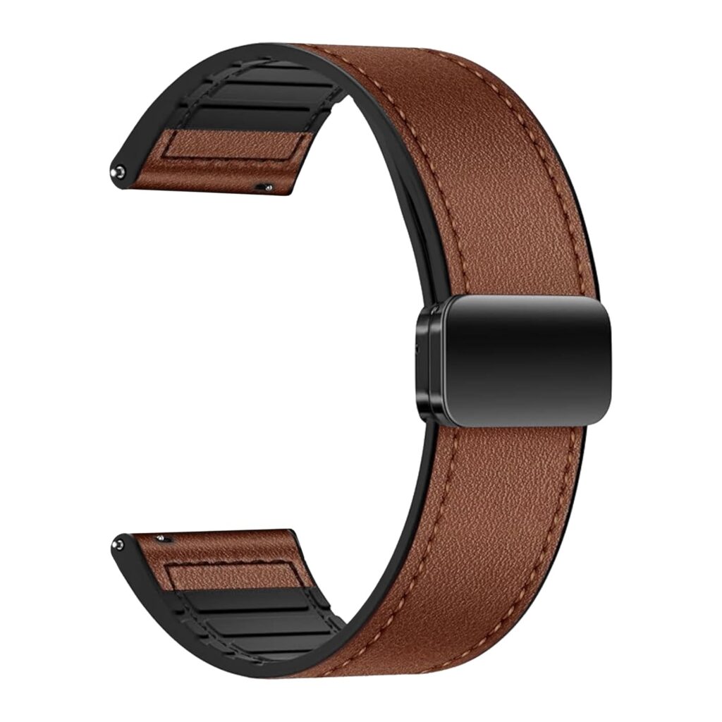 ACM Watch Strap Leather Magnetic Silicone 22mm compatible with Noise Colorfit Pro 6 Max Smartwatch Belt Luxury Band