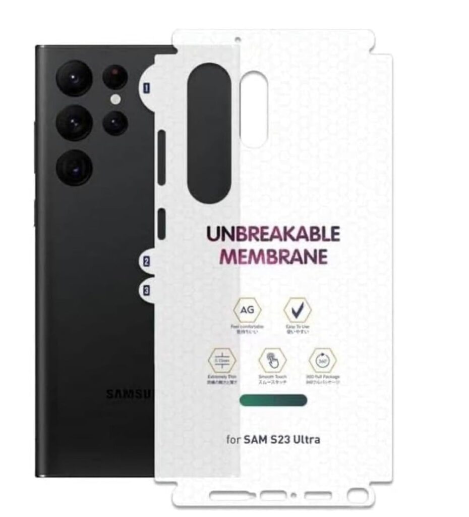 JGD PRODUCTS Matte Finish Full Body Cover Back Protector Compatible with Samsung Galaxy S23 Ultra 5G | Unbreakable Membrane Scratch Guard Full Fit Protective, Case Friendly (Pack of 1)