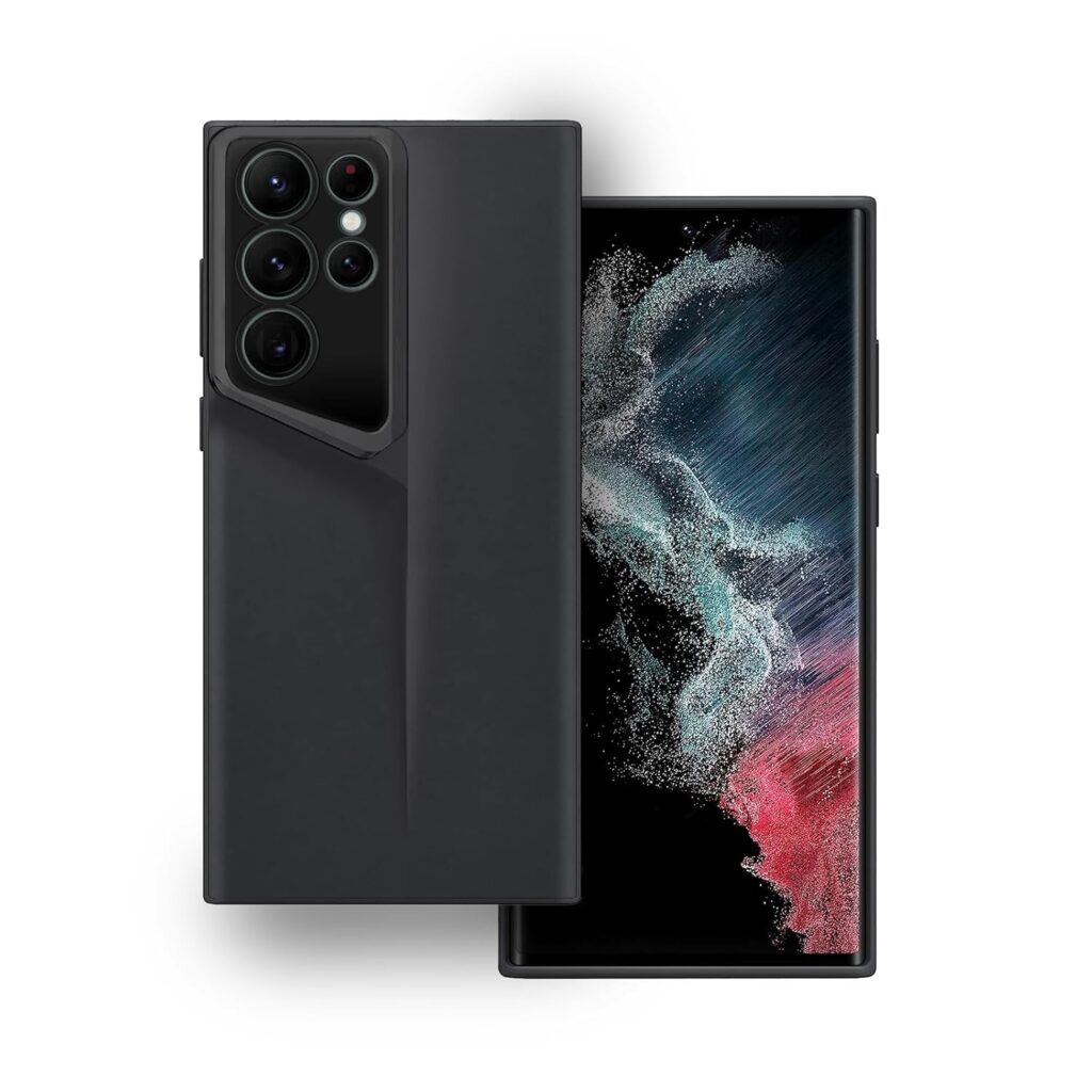 Amazon Brand - Solimo Ultra-Thin Blade Runner Series Matte Finished Camera Protection Soft Back Cover for Samsung Galaxy S22 Ultra - Black