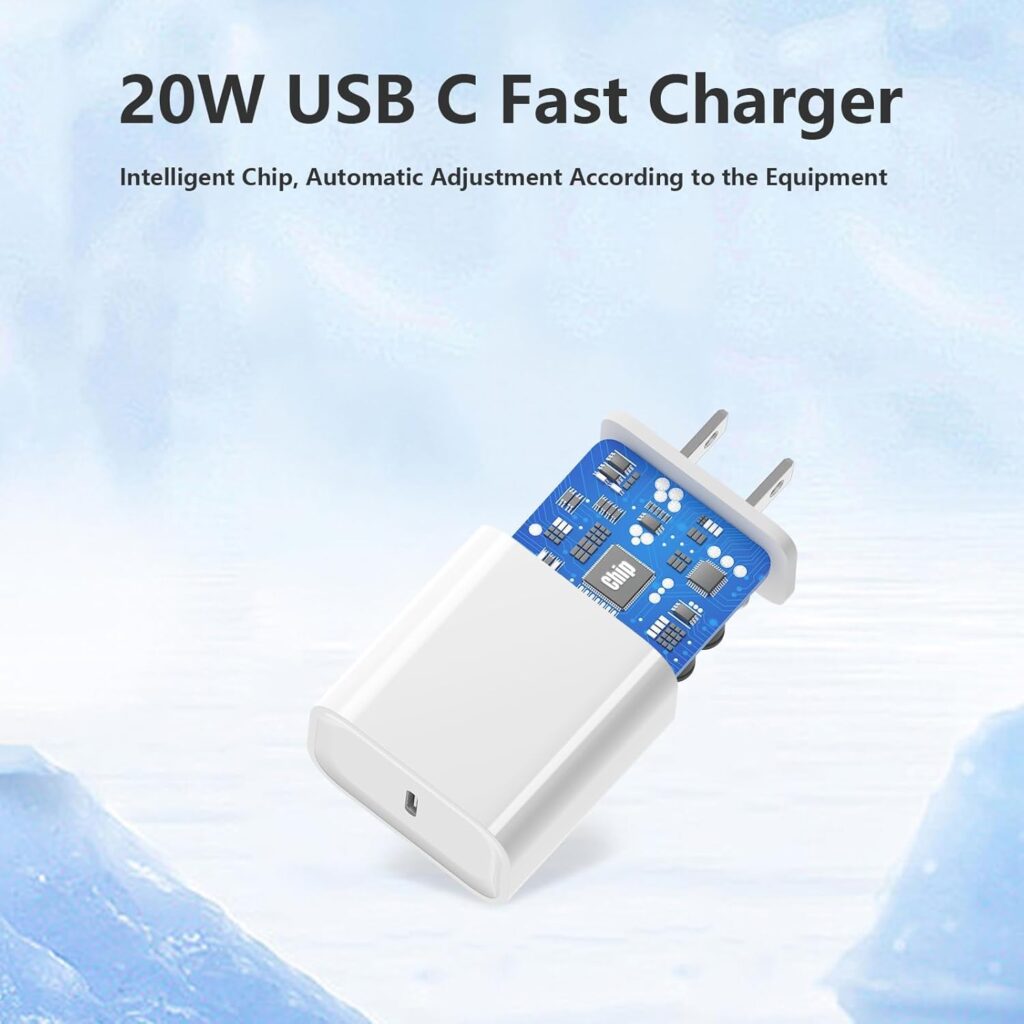 20W USB Type-C Fast Charger Adapter Compitable with iPhone 16/16 Pro/16 Pro Max14/14 Pro/14 Pro Max/13/13 Pro/13 Pro Max/12/11/XR/XS/X/8 Series.