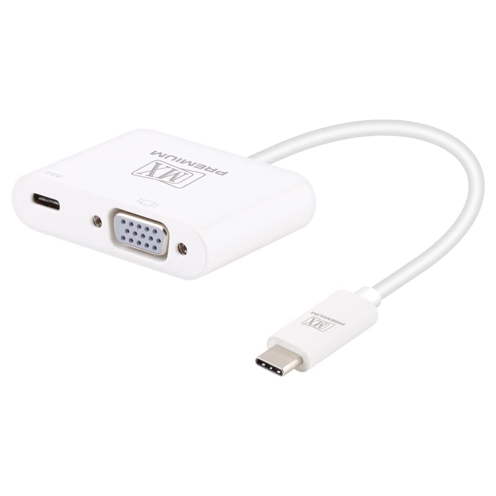 MX USB-C to VGA Adapter with Power Delivery – 1080p Type-C to VGA Display Converter for MacBook, iPad, Dell, HP, Samsung, Chromebook – USB-C Hub for Video & Charging