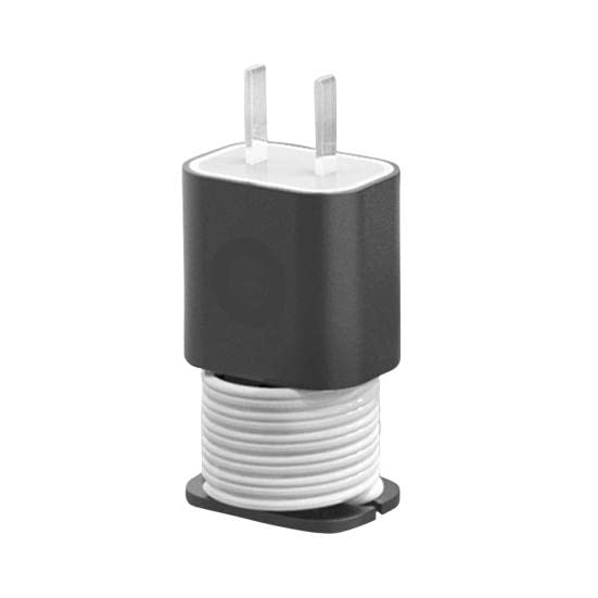 AUGEN 2 in 1 Silicone Charger Protector, for iPhone 18W/20W Charger Silicone Protective Case, Portable Data Cable Winder Anti-Break Protection Cable (Charger not Included) - Black