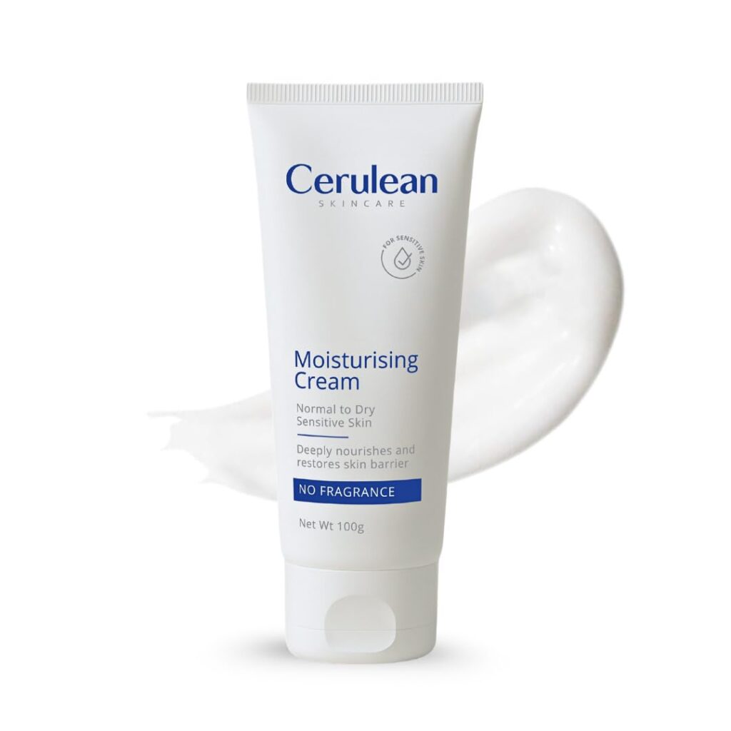 Cerulean Moisturiser for Dry Skin | Glycerin & Hyaluronic for Intense Moisturizing and Skin Strengthening | 100gm | Non-Greasy Barrier Repair Cream with Vitamin E | Dermatologist Recommended Moisturising Cream for Women | Paraben & Fragrance-Free | Non-Comedogenic
