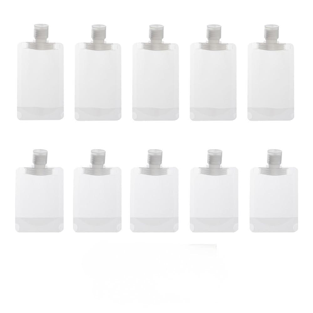 Travel Toiletry Pouch | Leak-Proof Refillable Liquid Container Bags for Lotion, Shampoo, Cream, Foundation | Transparent Plastic Squeeze Pouch for Travel & Daily Use Packing Bag (10)