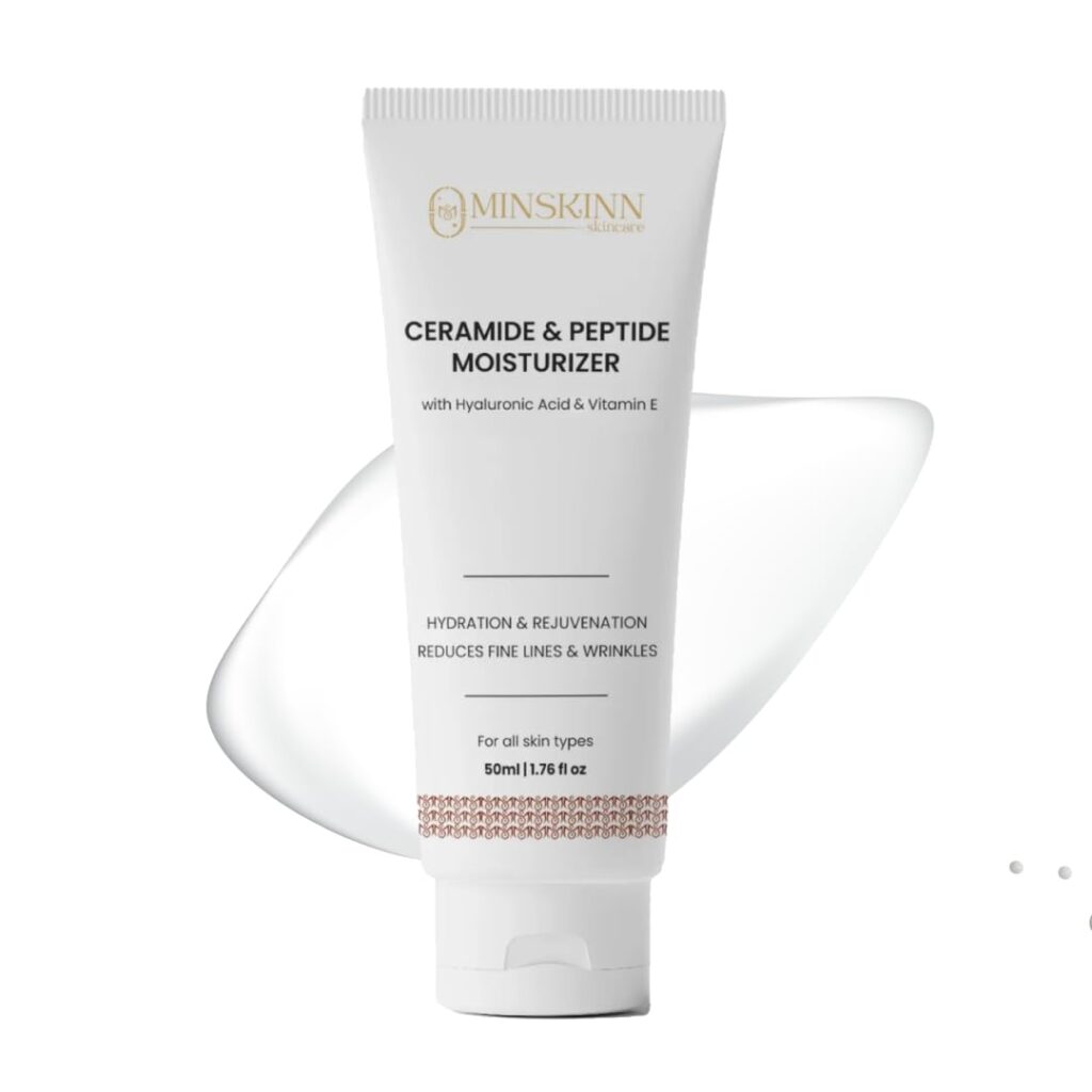 Ceramide & Peptide Moisturizer for Face (50ml) | Anti-Aging Hydrating Cream with Hyaluronic Acid & Vitamin E | Korean Skincare for Fine Lines, Dry & Sensitive Skin