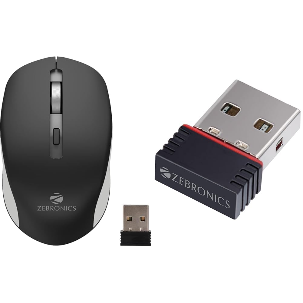 ZEBRONICS Zeb-Jaguar Wireless Mouse, 2.4GHz with USB Nano Receiver, High Precision Optical Tracking,
