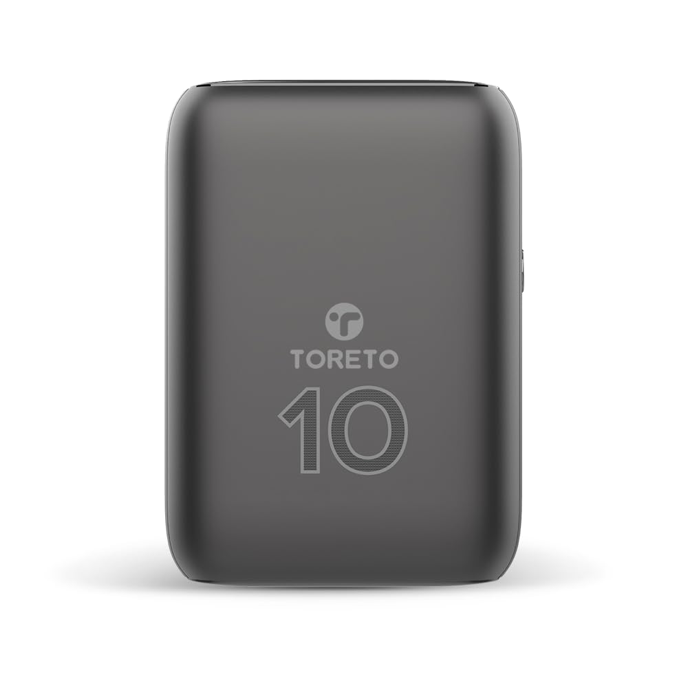 Toreto 10000mAh Powerbank, Pocket Size, Dual Output (USB -A +Type-C), 22.5W Type-C Ultra Fast Charging, Power Delivery, Quick Charge for iPhone, Android & Other Devices (Eon Nano, Black)