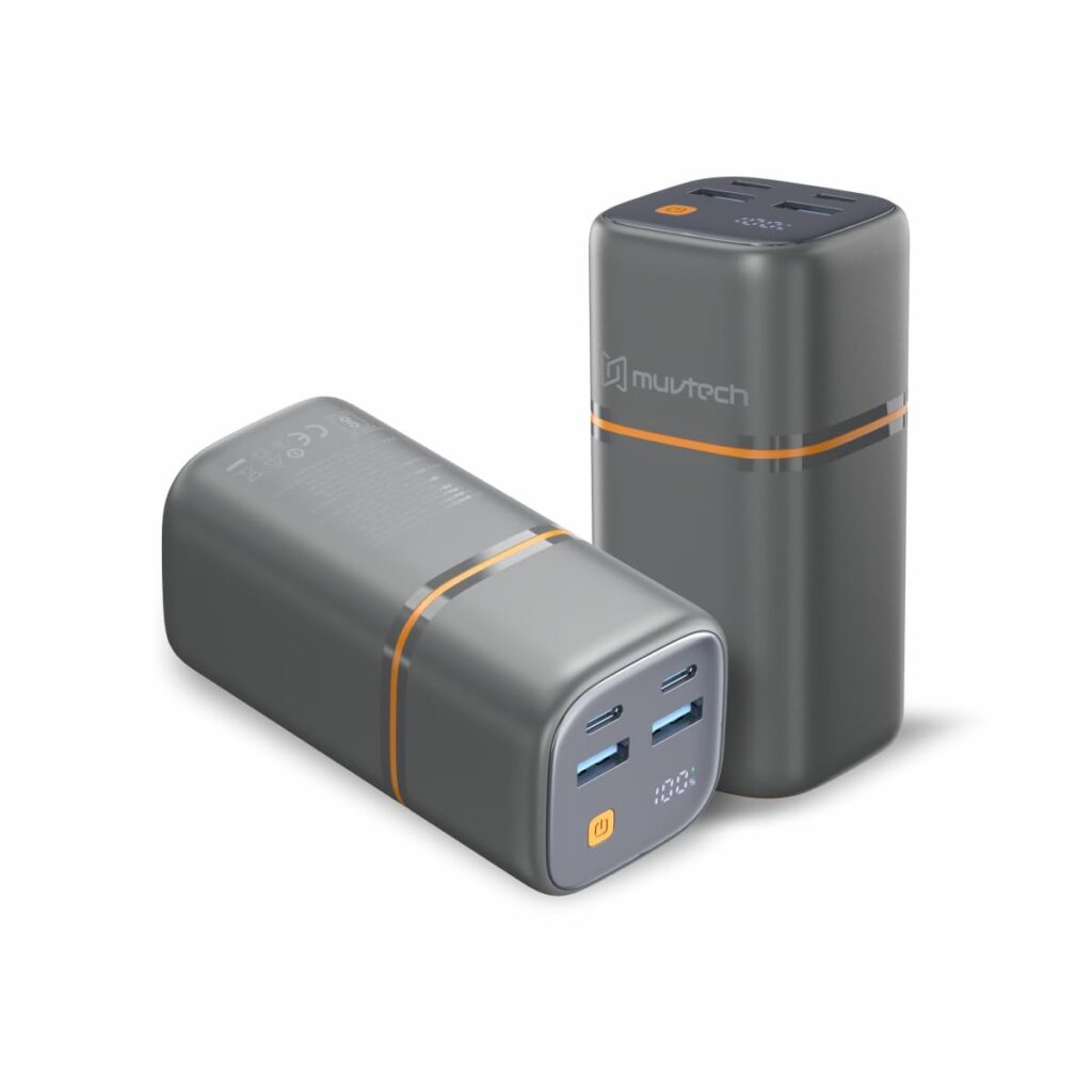 Muvtech TitanX 20000mAh Power Bank | PD & QC Fast Charging | Dual Type-C + Dual USB-A Outputs (4 Devices at Once) | LED Display | Compact Tower Design | Safe & Reliable for Smartphones, Tablets & More