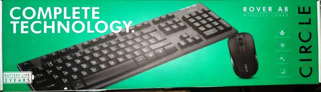 Circle Rover A8 Wireless Combo Keyboard & Mouse Set Deskset/Unique Slim Design/Spill Resistance/UV Prined Keycaps / 12 Multimedia Hotkeys, Fn+(F1 to F12) / Easy to Clean - Black