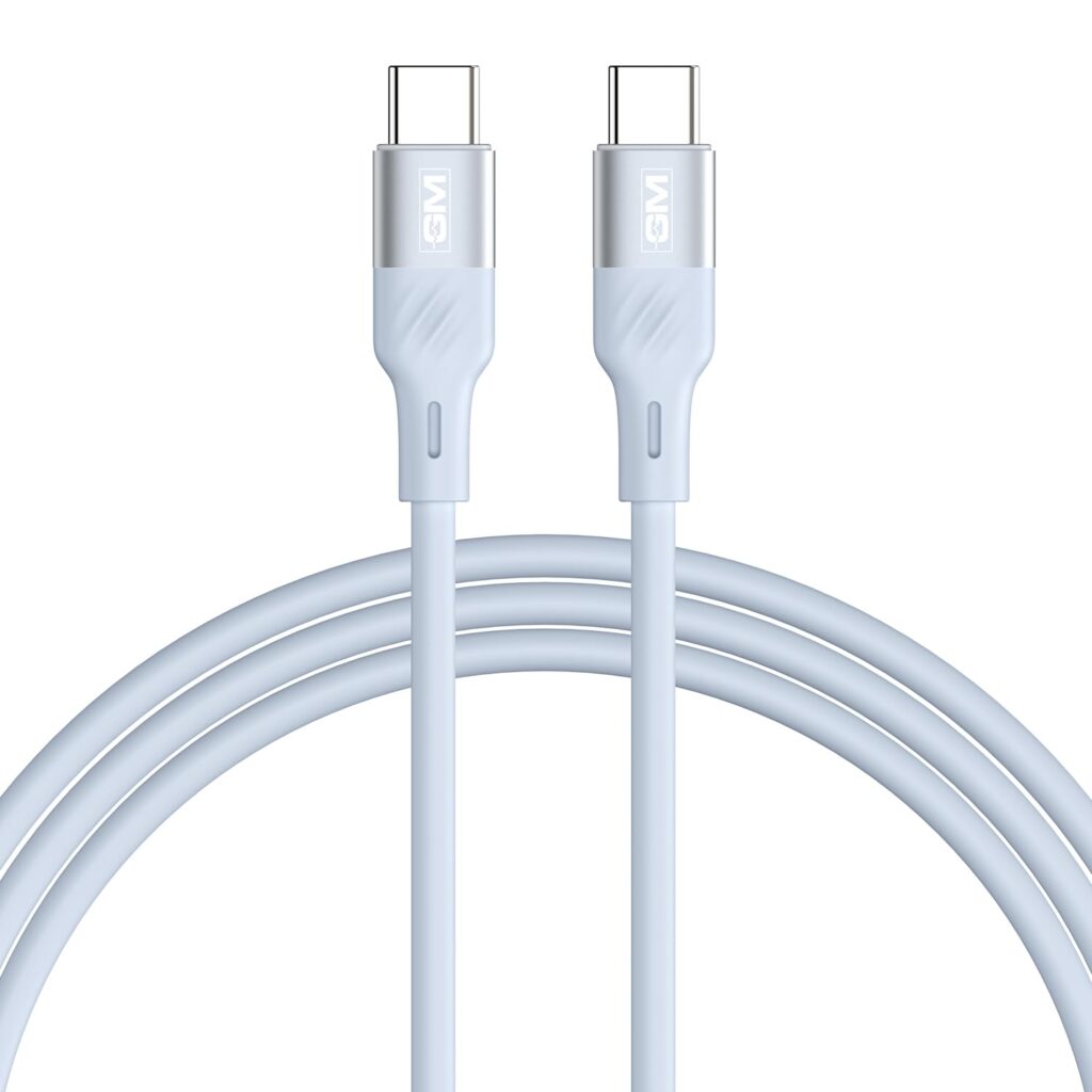 GM G+ 100W Silicon Line Body 150cm Cable | Flexible Silicone Line Body | PD 3.1 Type-C Cable | 480Mbps Data Transfer | Durable Aluminium Connectors for Laptop, MacBook, iPad & Smartphones - Blue