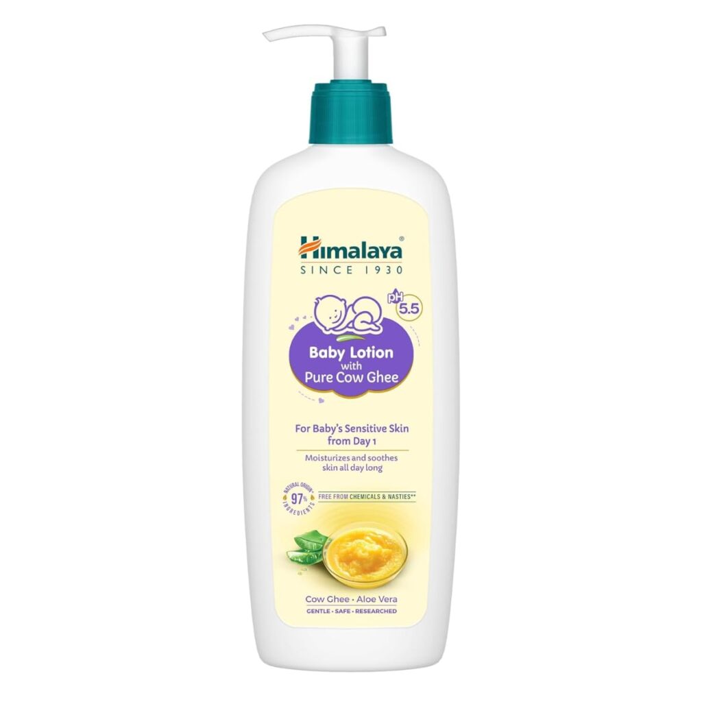 Himalaya Baby Lotion With Pure Cow Ghee 400Ml|Ph5.5|Aloe Vera|Safe For Newborns|For Baby's Sensitive Skin|No Parabens|No Phthalates|No Mineral Oil|No Synthetic Color|Dermatologically Tested