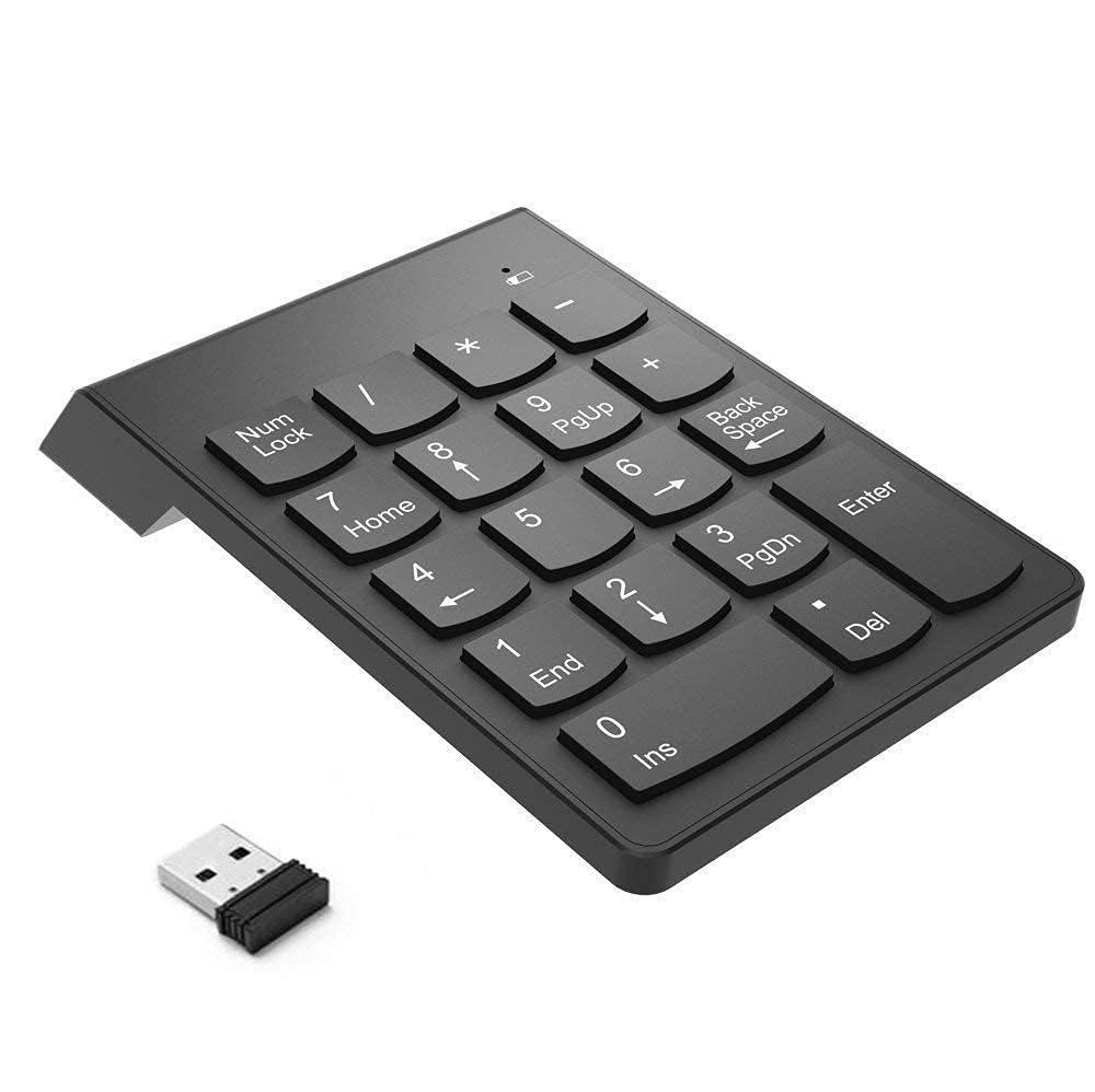 MT-VIKI USB Bluetooth Wireless Numeric Keypad 2.4G Ghz 18 Key Portable Keyboard Number pad Work with PC Laptop Computer Tablet Smartphone. Numpad Ideal for Office Use