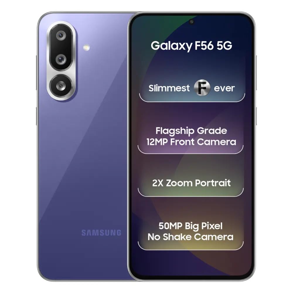 Samsung Galaxy F56 5G (Violet, 8GB RAM, 128GB Storage) | Super AMOLED+ 120Hz Display | AI Features | 50MP Triple Camera | 5000 mAh Battery