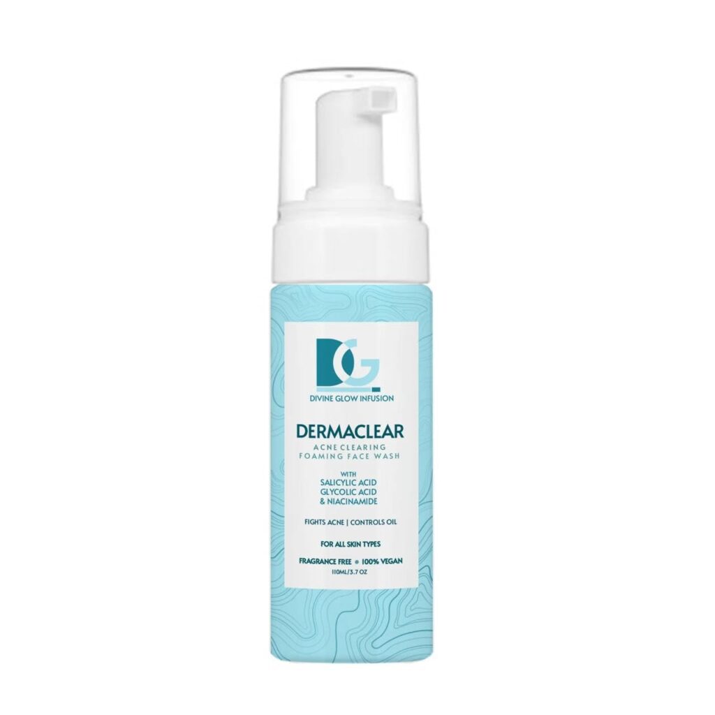 DermaClear Salicylic Acid and Glycolic Acid Foaming Face Wash, 100ml, Controls Acne and Oil, Smooths Skin