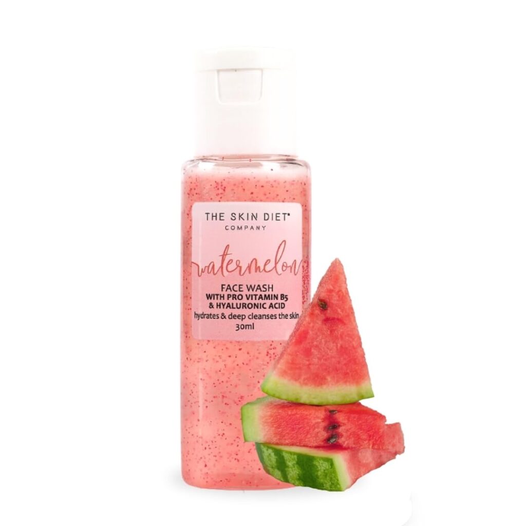 Watermelon Face Wash for Women & Men | 30ml | Gentle Gel Cleanser with Hyaluronic Acid & Pro Vitamin B5 | Deep Cleansing, Hydrating & Radiance Boosting | pH-Balanced & Vegan