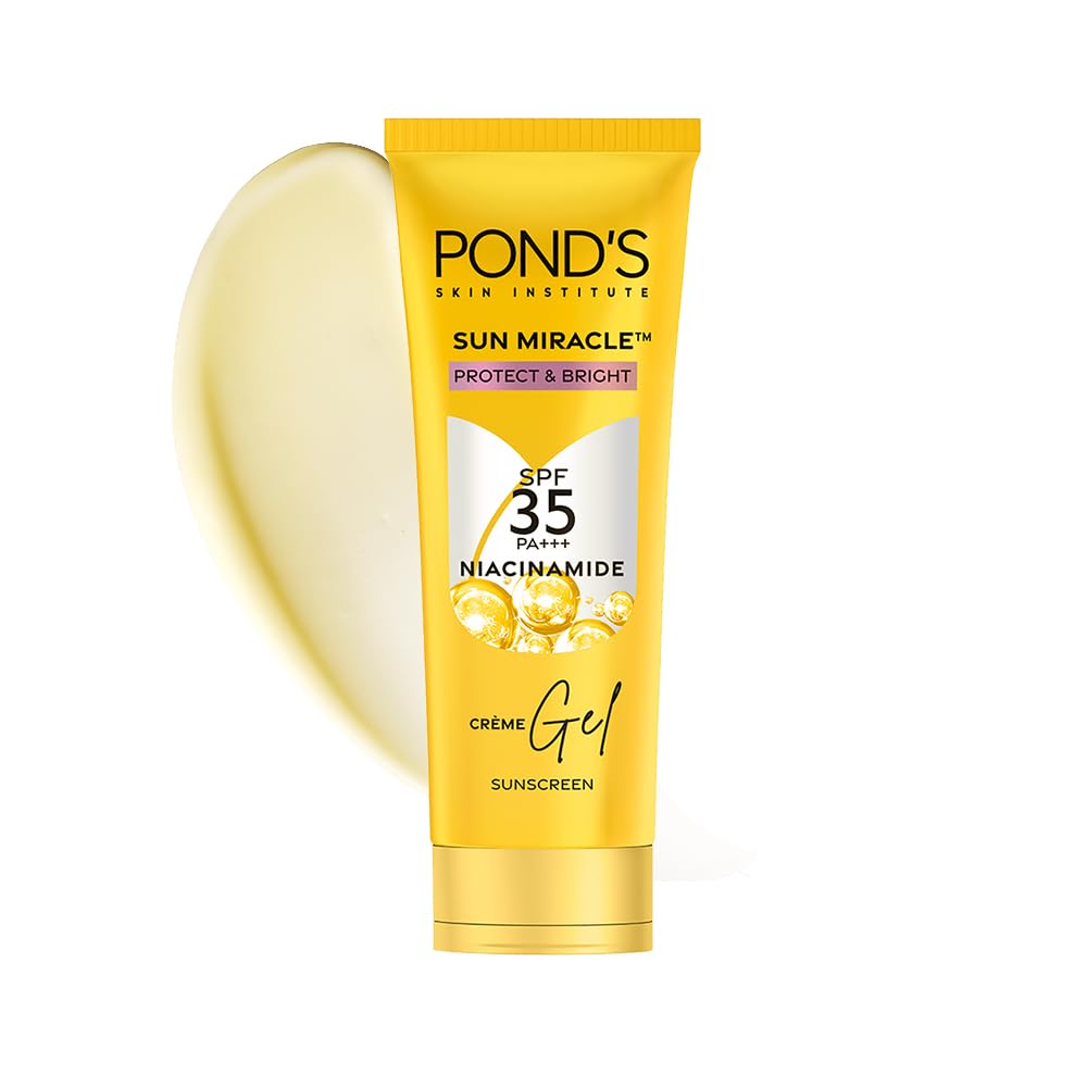 POND'S All Sun Miracle SPF 35 PA+++ Crème Gel Sunscreen-Protect & Bright,With Niacinamide,Prevent & Fade Dark Patches,Lightweight,No White Cast 15g