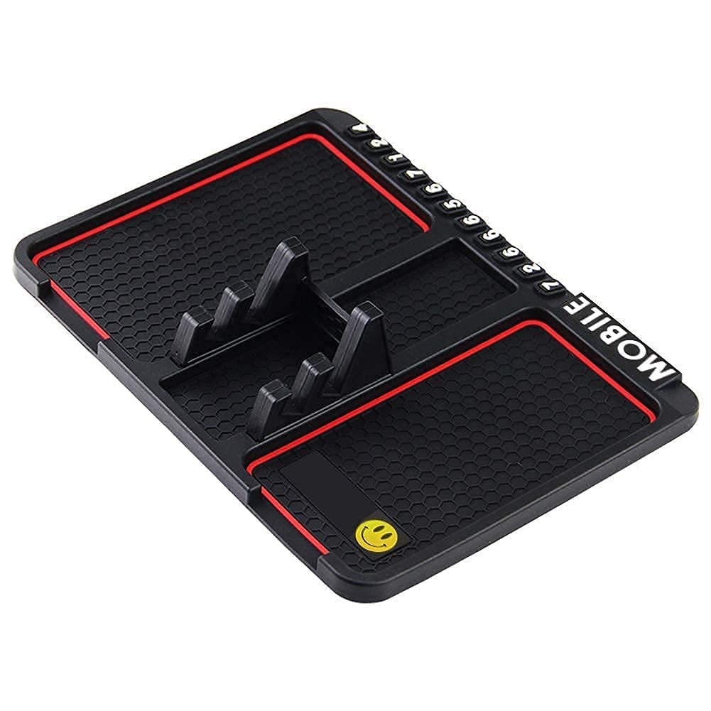 Anti-Slip Car Dashboard Mat & Mobile Phone Holder | Universal Non-Slip Sticky Rubber Pad Stand for Smartphone, GPS, Coins & Keys | Car Number Plate Display | Dashboard Car Accessories