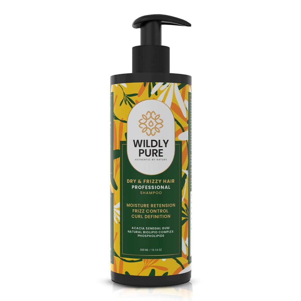 Wildly Pure Professional Shampoo for Dry, Frizzy & Curly Hair| Acacia Senegal Gum, Biolipid Complex & Phospholipids| 66% decrease in Frizz in One wash| Sulphate, Paraben Free| Men & Women | 300mL (Free Spirit)