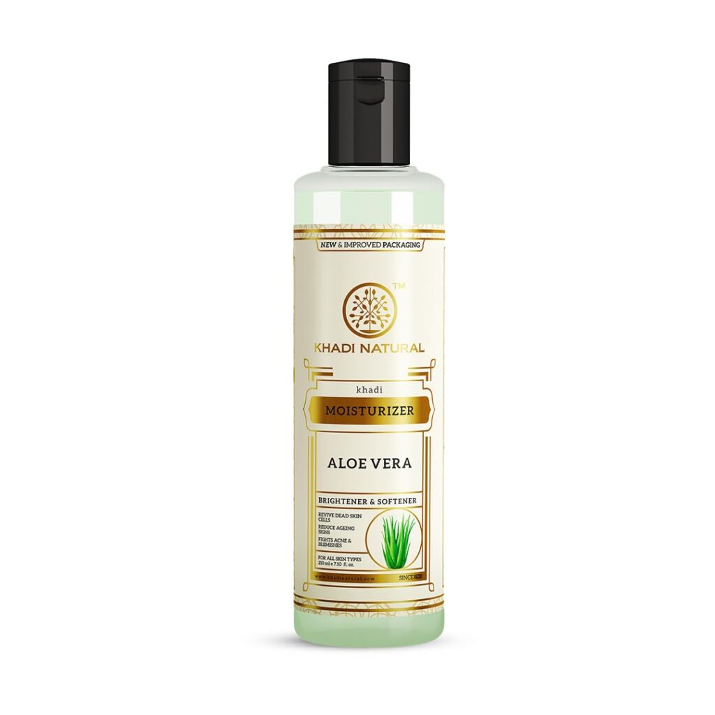 Khadi Natural Ayurvedic Aloevera Moisturiser Lotion| Long lasting hydration|Nourishes skin deeply|Free from harsh chemicals| Improves elasticity| 210ml