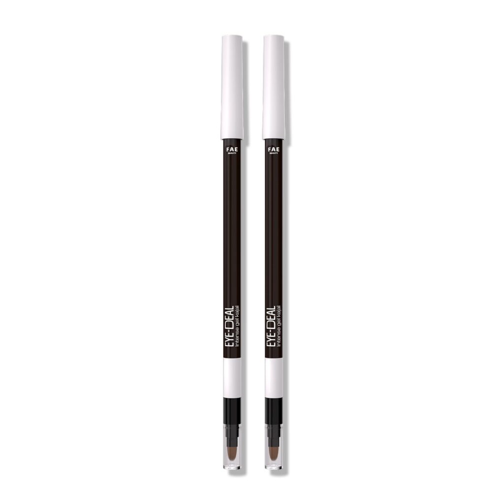 FAE Beauty 24Hr Longstay Eye-Deal Intense Gel Kajal -Smudgeproof, Waterproof, With Built-in Sharpener & Fine Bristle Brush | One Swipe Application, Non-Irritant - Black Sesame |Pack of 2
