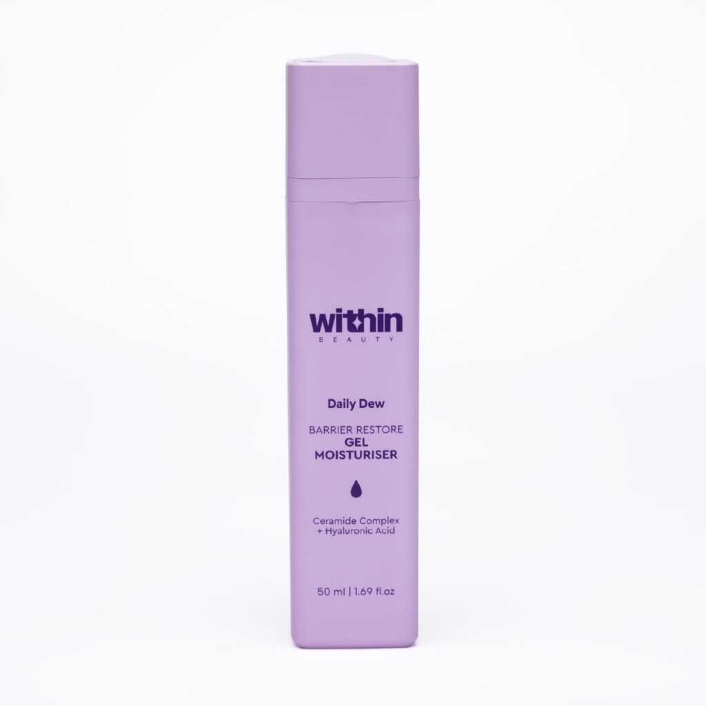 Within Beauty Daily Dew Barrier Restore Gel Moisturiser | Ceramides & Hyaluronic Acid | Moisturiser For Face Oily Skin | Offers 72 Hrs Balanced Hydration | Non-Comedogenic Gel | 50ml