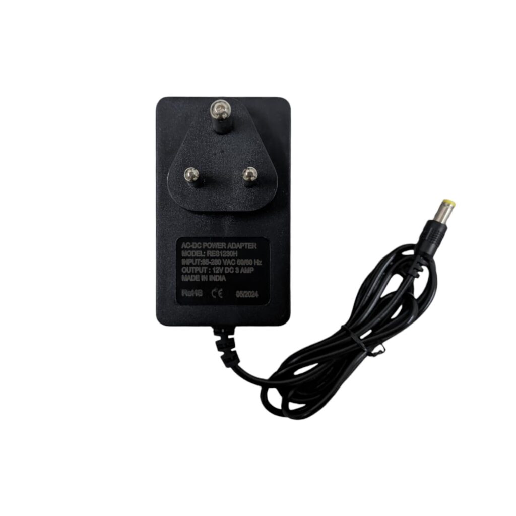 12 Volt 3 Amps Heavy Duty 3 Pin Plug-In Power Adapter/Supply For Led Striplight, Cctv Camera, Dc Motor, Battery Charging & Other Compatible Devices, Black