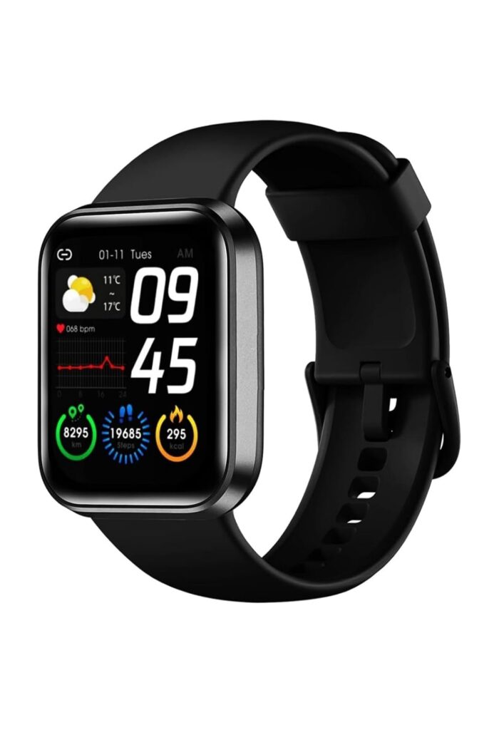 Smart Watch with Heart Rate Monitor, Fitness Tracker, Weather Display, Black