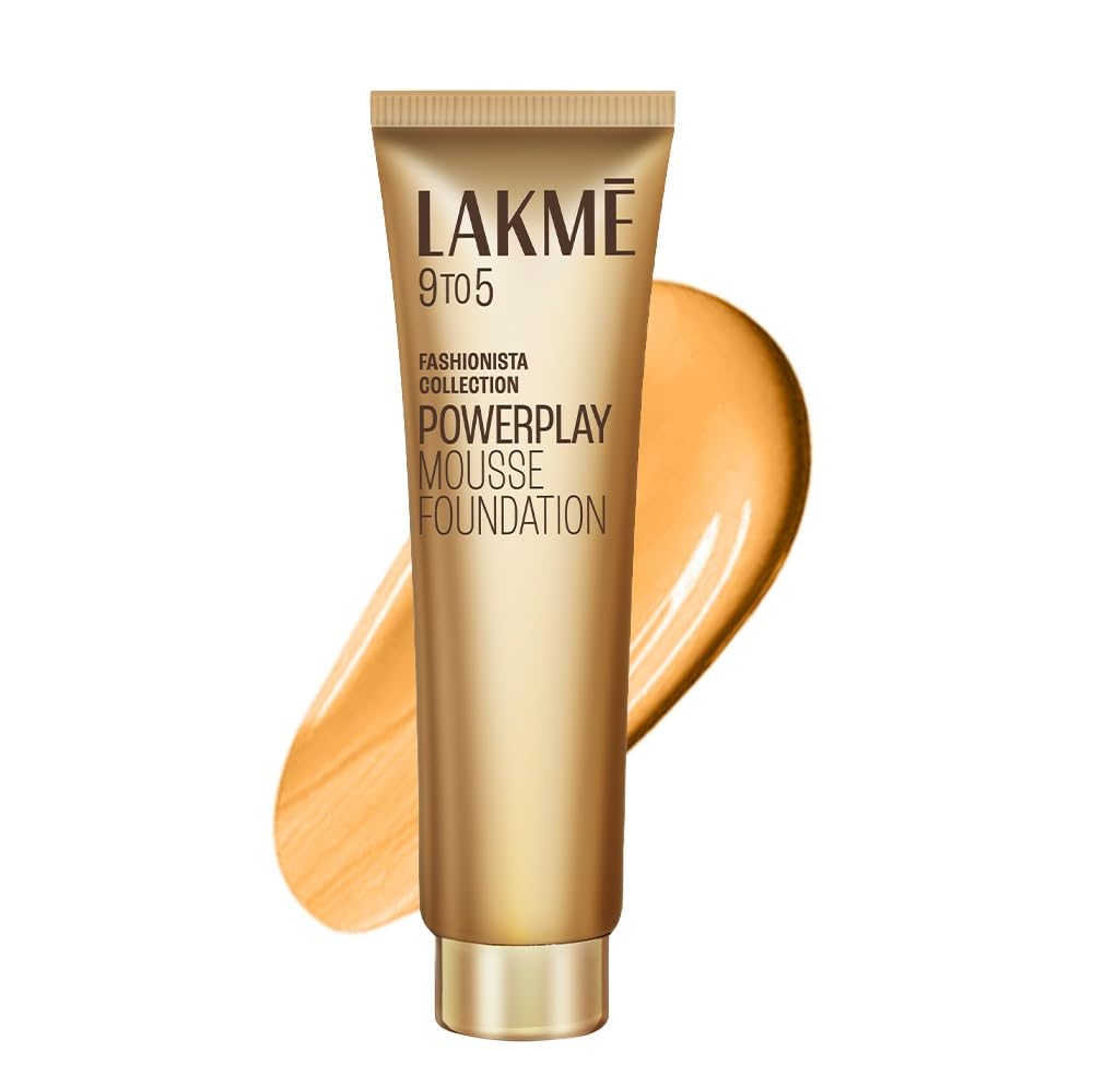 Lakme Powerplay Mousse Foundation, Matte Finish, Full coverage, Lightweight, Long Lasting Face Makeup,Beige Vanilla, 25g