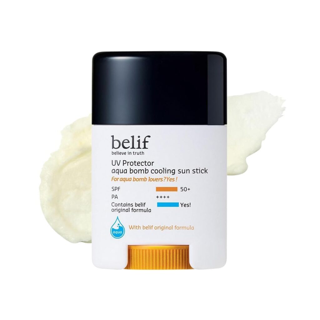 Belif Aqua Bomb Cooling Sun Stick 14g | SPF 50+ PA++++ – Hydrating, Mess-Free, Invisible Finish – With Hyaluronic Acid & Niacinamide – Sweatproof, Travel-Friendly, Makeup-Friendly Sunscreen